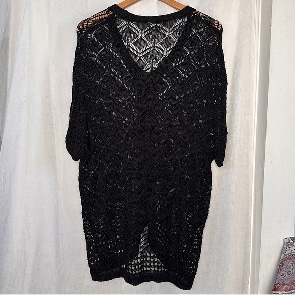 3/$20 💥 Matty M Black Crochet Knit Flowy Kimono Sleeve Kaftan Dress - Picture 3 of 16